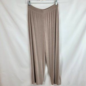 CHICO'S TRAVELERS Size 2 (Large) Beige Pants Slinky Elastic Waist Stretchy Lined